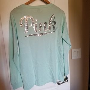 NWOT-PINK VICTORIA'S SECRET LONG SLEEVE BLING TEE